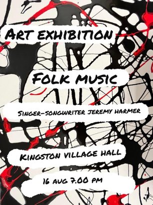 Flyer for art exhibition with live folk music